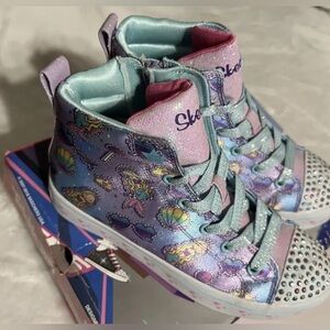 NWB - Skechers Twinkletoes Zip Up Mermaid High Tops (Purple) - Size 3